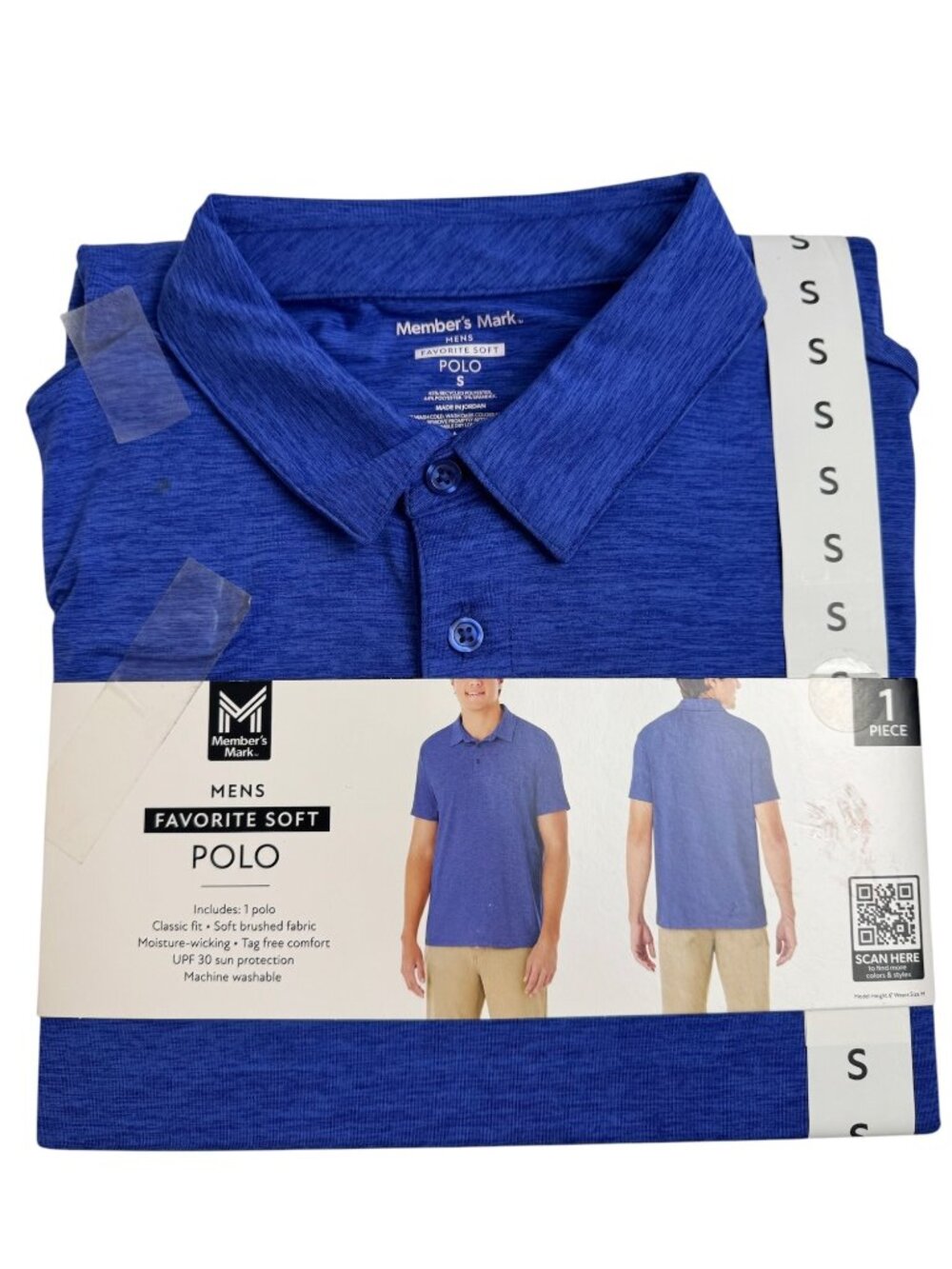 Member's Mark NEW Mens Favorite Soft Polo Size SM Royal Blue UPF 30 Golf Casual